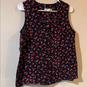 C&E Blouse/ Cherries/ Short Shoulder Cut